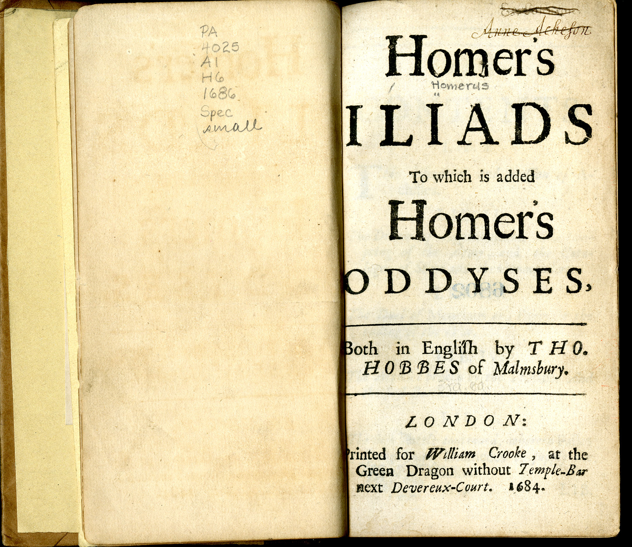 Thomas Hobbes's translations of Homer, 1684/1686