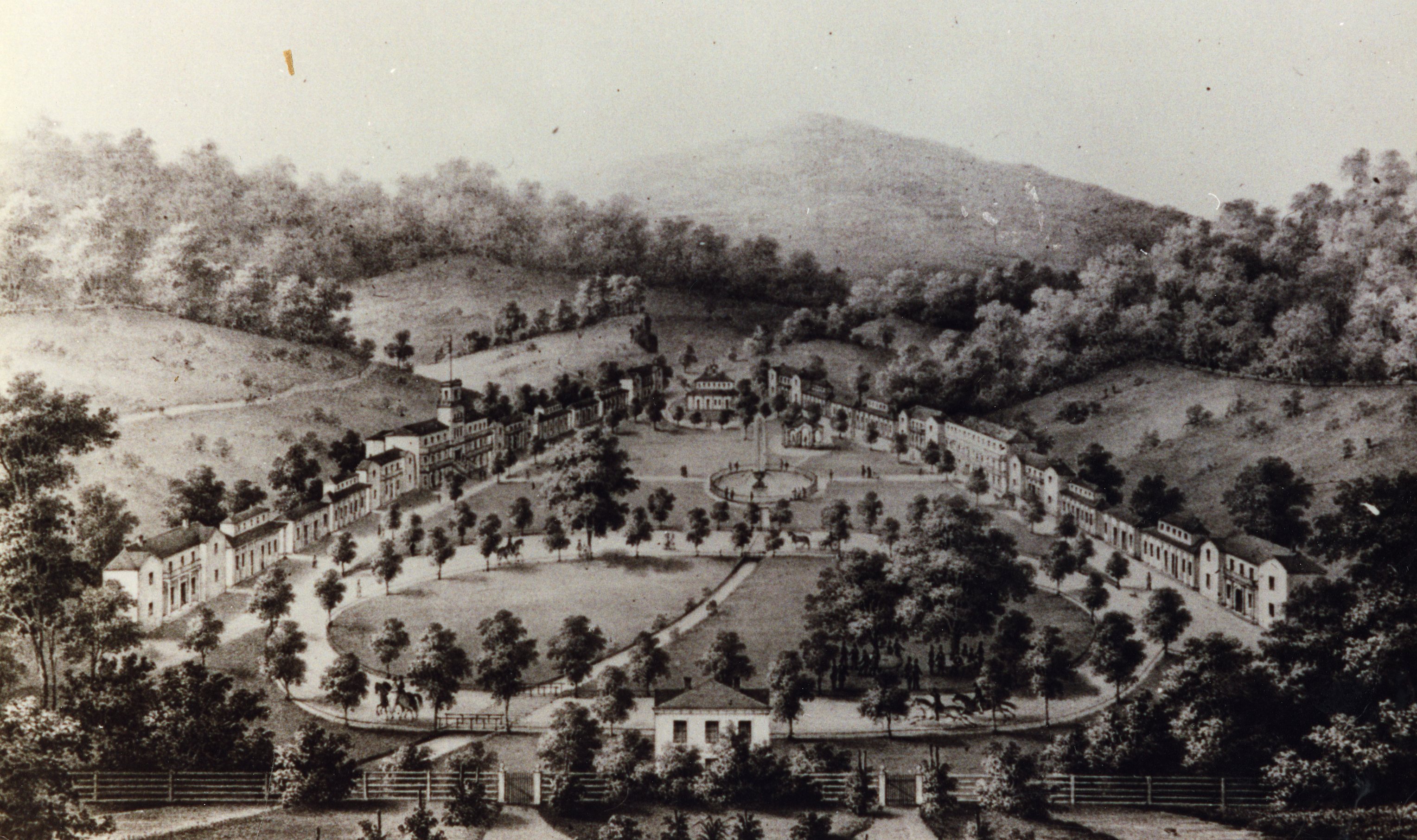 Edward Beyer's Sketch of the Montgomery White Sulphur Springs resort, as planned in 1853.