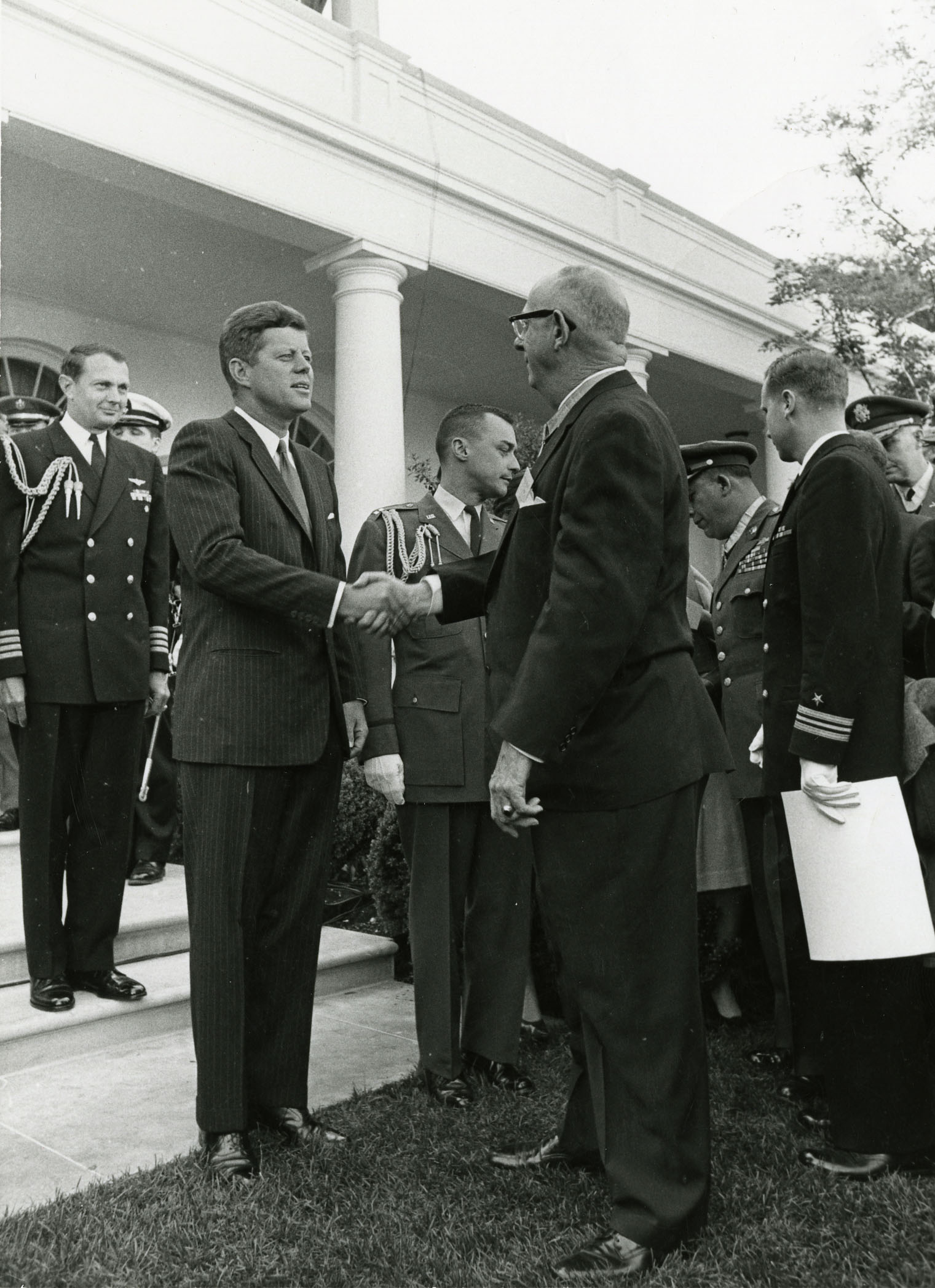 Gregory meeting president John F. Kennedy at a military reception at the White House, May 2, 1963.