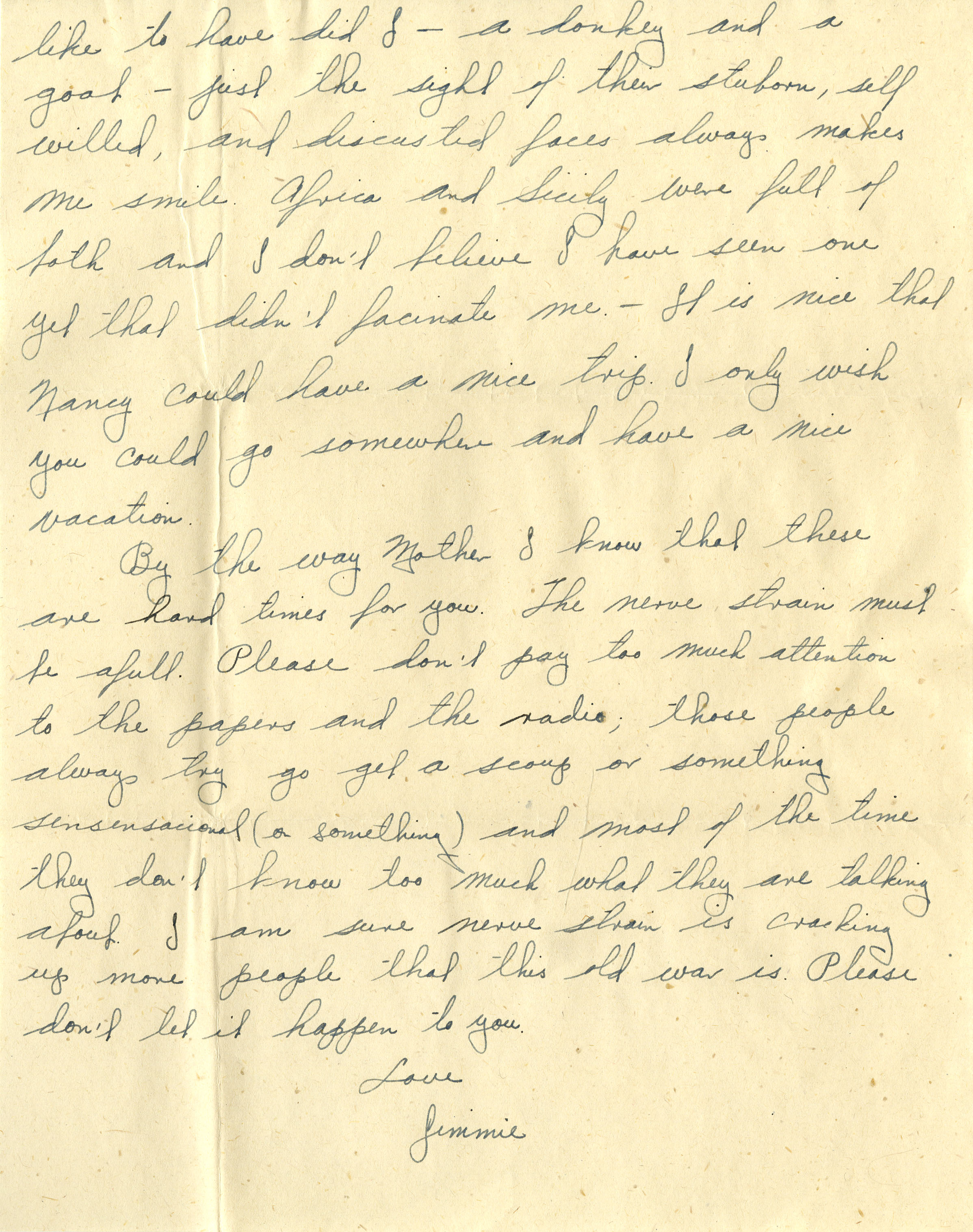 Letter from Jimmy Monteith to his mother, 14 May 1944, first page