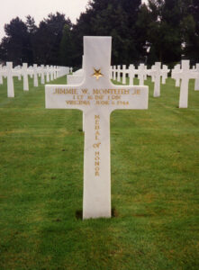 Grave marker of Jimmie Monteith, died Normandy, 6 June 1944