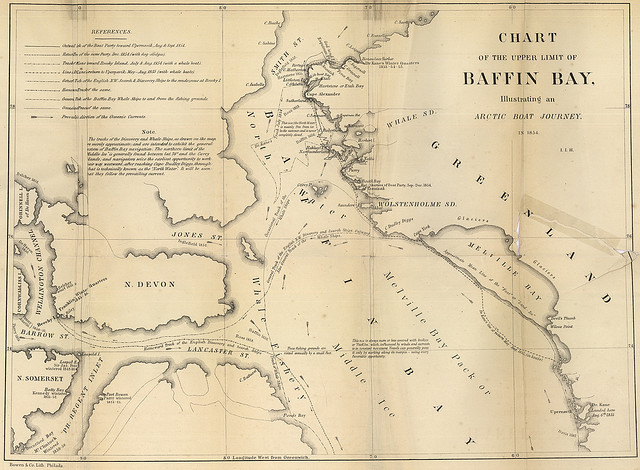 Chart of the Upper Limit of Baffin Bay, Illustrating an Arctic Boat Journey