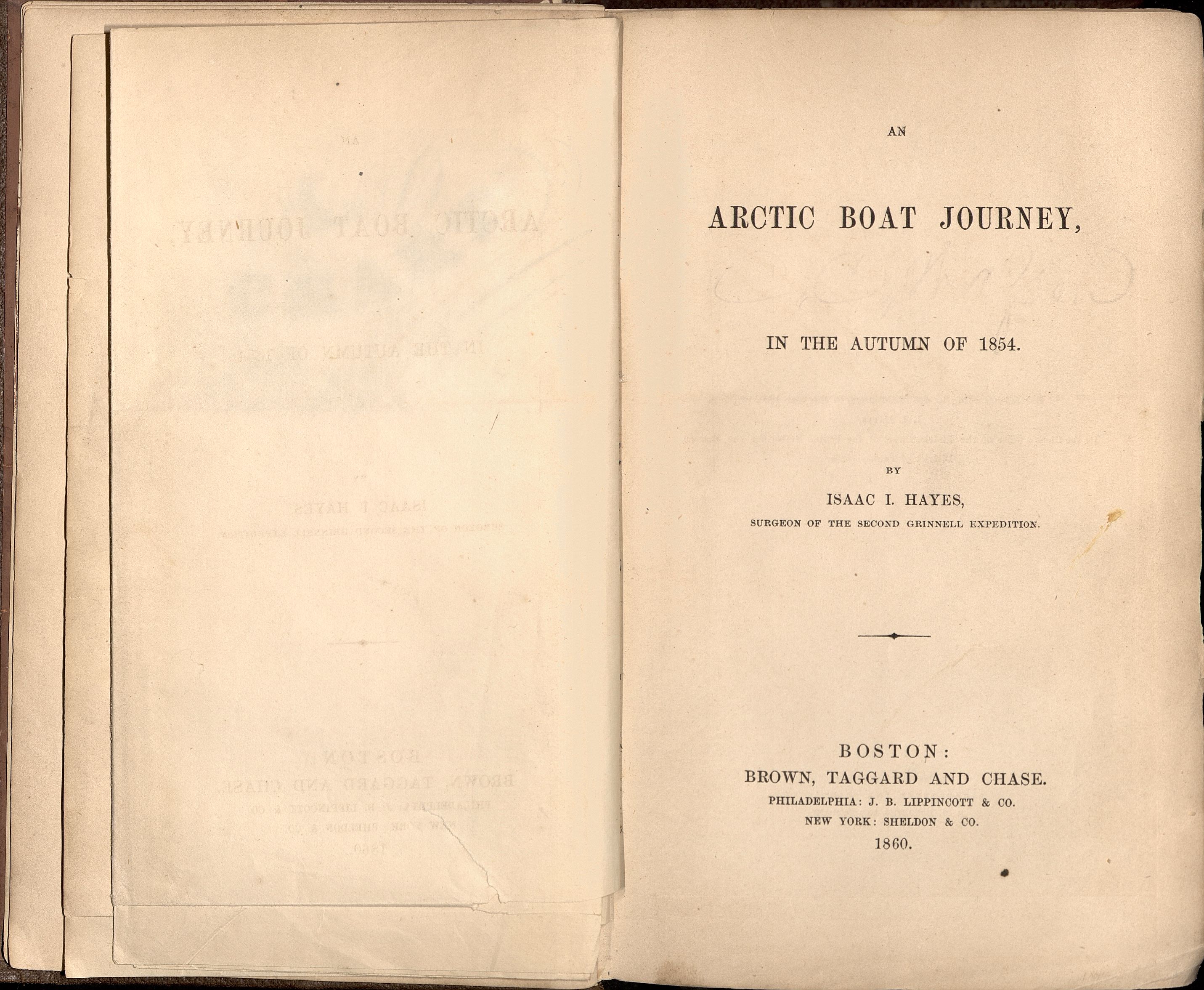 Title page for Hayes's An Arctic Boat Journey