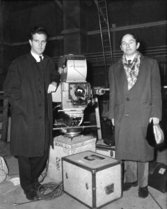 Jack Good (right) at Hawk Films Ltd., 1966, as adviser on Stanley Kubrick's 2001: A Space Odyssey