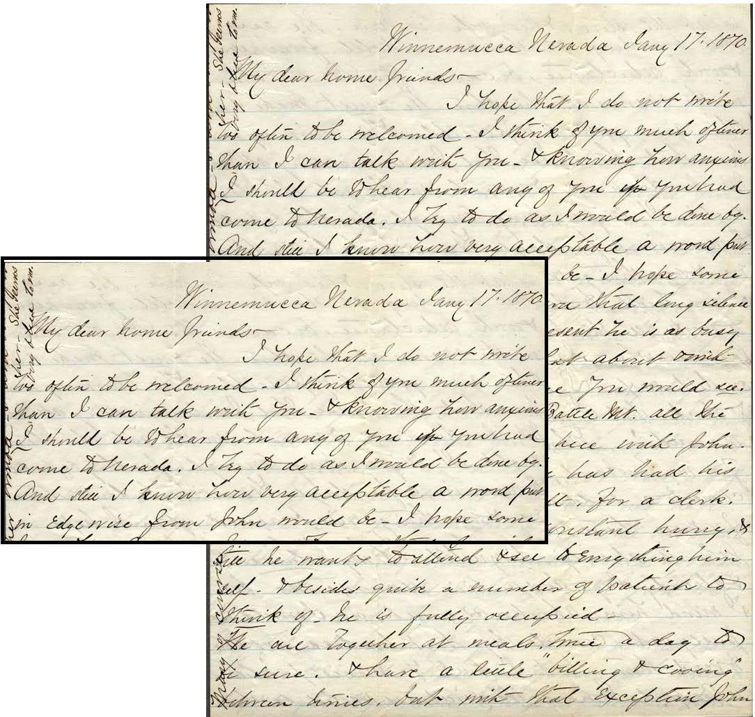 Letter from Hattie Watkins to "dear home friends," 17 January 1870, Winnemucca, Nevada