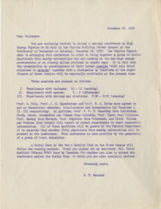 Conference Invitation, 29 November 1950