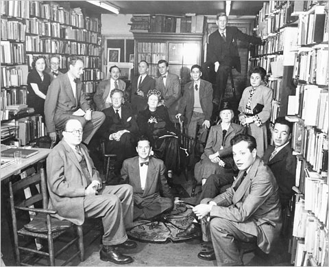 Gotham Book Mart, 9 November 1948. Among the authors present: W. H. Auden, Stephen Spender, Elizabeth Bishop, Marianne Moore, Gore Vidal, Delmore Schwartz, Tennessee Williams, Randall Jarrell