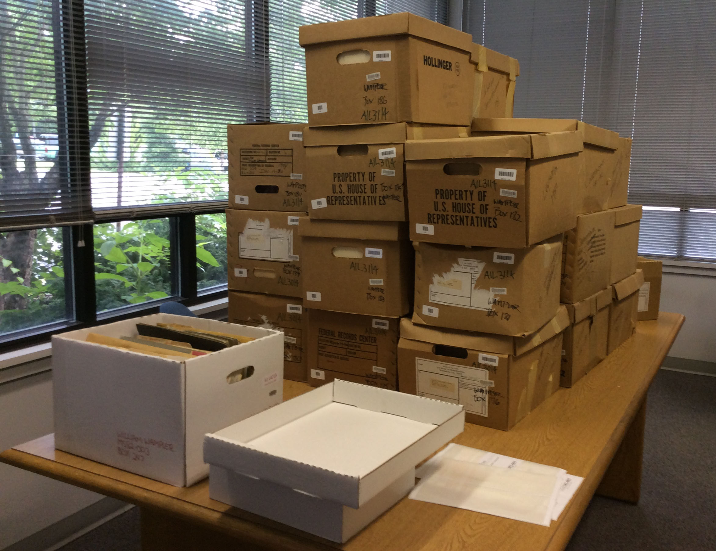 Wampler Papers being processed at Library Storage Building