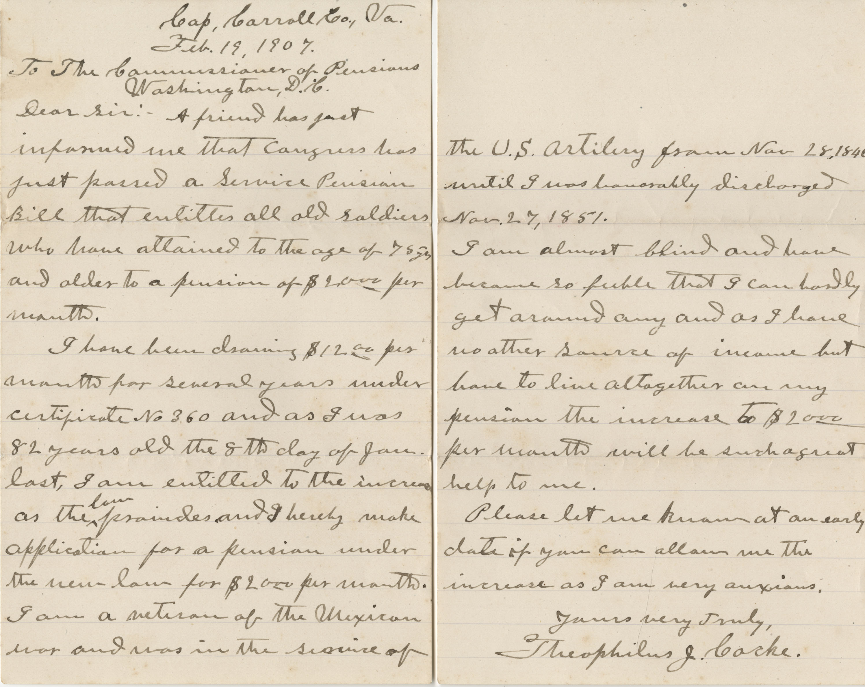 Theophilus Cocke Letter, 1907, Ms2008-057