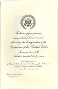Invitation for Pres. Harry S Truman's 1949 presidential inauguration
