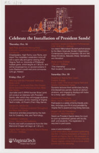 Pres. Timothy Sands' 2014 installation announcement, p. 1