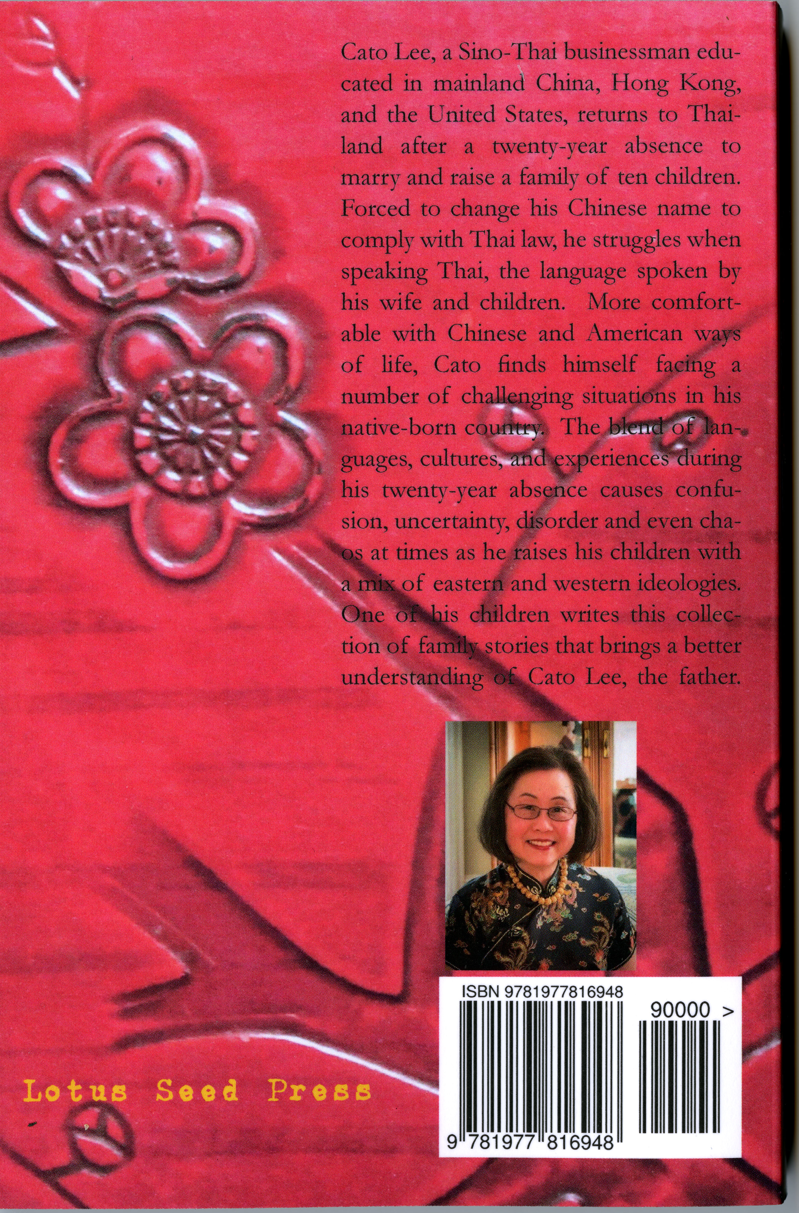 Text about the book and small image of the author on the back cover