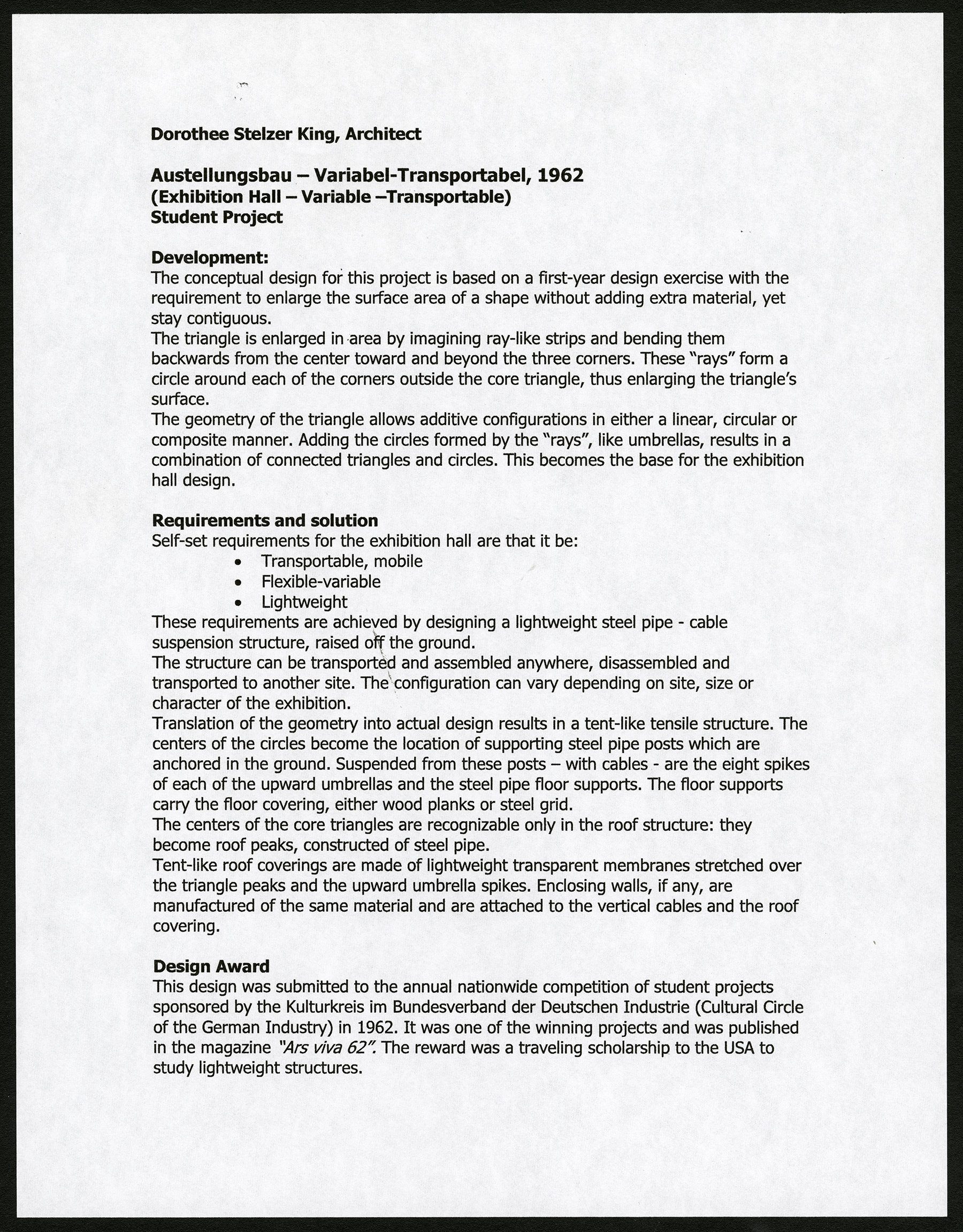 Document outlining requirements and development of the project.