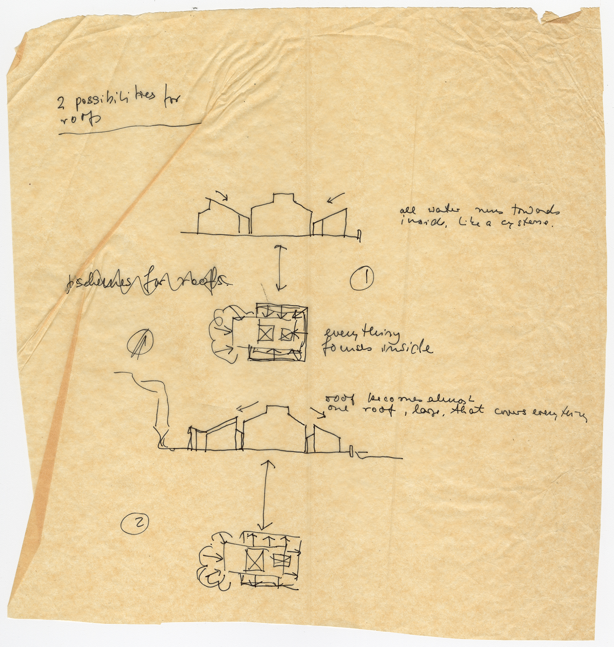 Drawing showing elevation and site plan sketches.