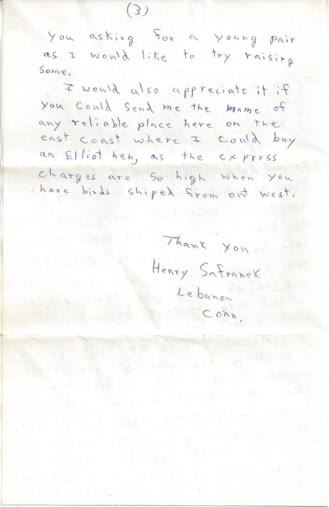 Page 3 of letter from Henry Safranek to M.L. Foley dated October 23, 1959