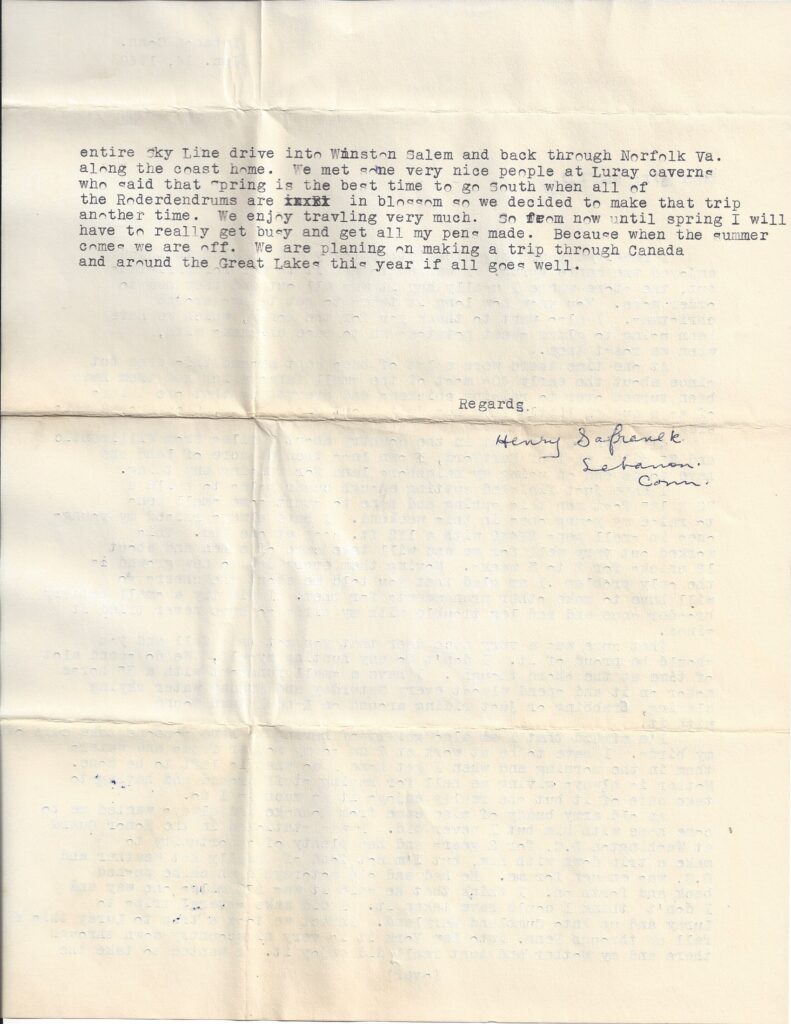 Page 2 of letter from Henry Safranek to M.L. Foley dated January 14, 1960