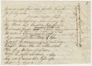 Draft of poem, p. 1, by Theodore Winthrop from the Theodore Winthrop Papers, Ms2021-004